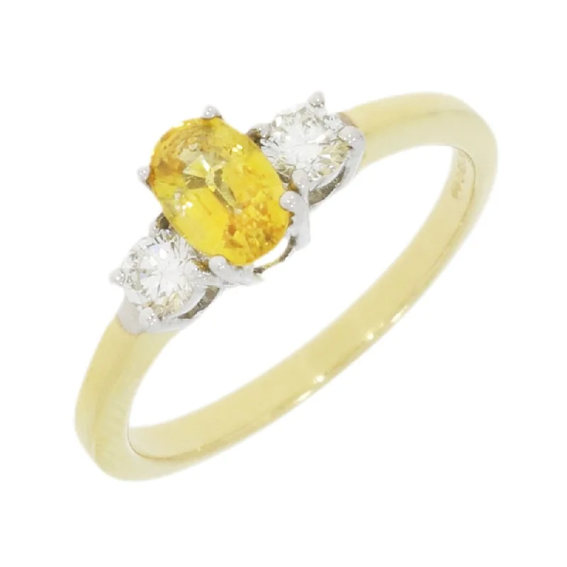 Adjustable Women's Diamond Rings with a Flexible Band for a Comfortable and Custom Fit18ct Yellow Gold Yellow Sapphire and Diamond Trilogy Ring