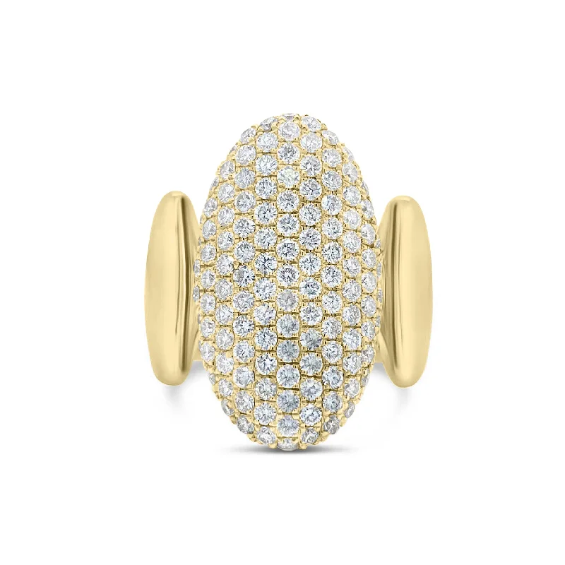 Pearl - Adorned Fashion Rings in Gold - Tone Alloy for a Sophisticated LookPave Diamond Ovals Statement Ring