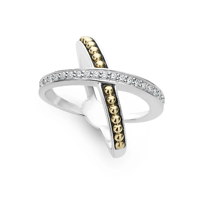 Bangle - Style Fashion Rings in Rose - Gold - Plated Aluminum with Etched PatternsX Diamond Ring (Size 6)