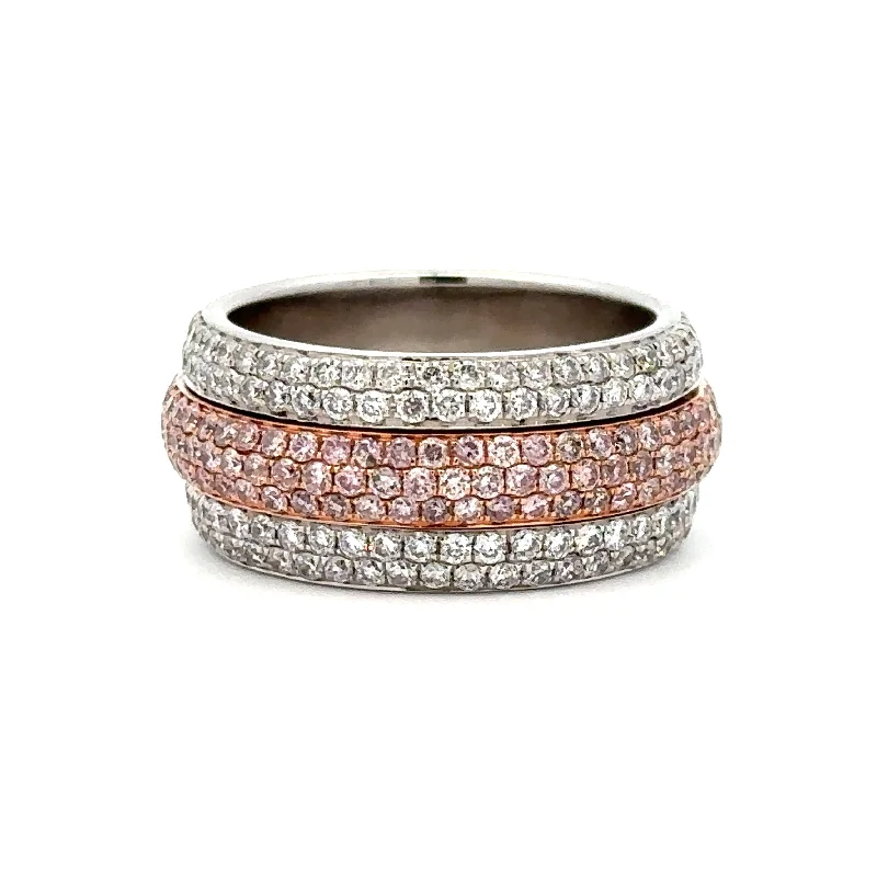 Stackable Fashion Rings in Rose - Gold Tone with Delicate Floral EngravingsDiamond Spinning Ring in 18K White & Rose Gold