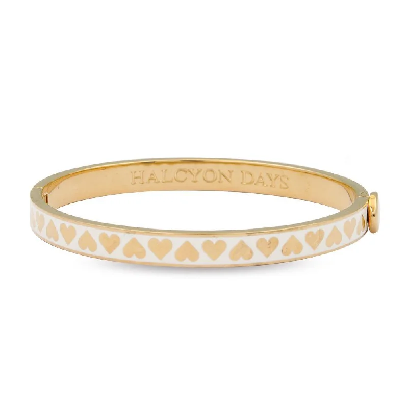 Skinny Heart Cream & Gold Bangle