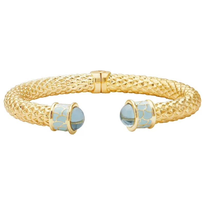 Plus Size Women's Wide Bangle Bracelets in Matte Finish for a Statement PieceMinoan Torque Aquamarine & Gold Bangle Plus Size Women's Wide Bangle Bracelets in Matte Finish for a Statement PieceMinoan Torque Aquamarine & Gold Bangle