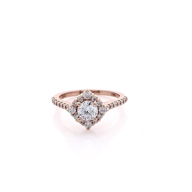 Solitaire Engagement Rings with a High - Clarity Round Diamond and Tapered Band14 Karat Rose Gold Semi Pave Diamond Engagement Ring Solitaire Engagement Rings with a High - Clarity Round Diamond and Tapered Band14 Karat Rose Gold Semi Pave Diamond Engagement Ring
