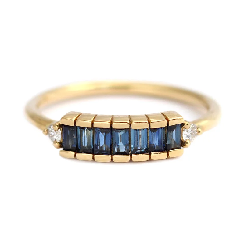 Vintage - Inspired Engagement Rings with Filigree Work and Emerald - Cut Center StoneBlue Sapphire Baguette Engagement Ring - Art Deco Blue Sapphire Ring Vintage - Inspired Engagement Rings with Filigree Work and Emerald - Cut Center StoneBlue Sapphire Baguette Engagement Ring - Art Deco Blue Sapphire Ring