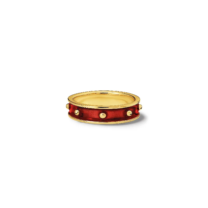 Solitaire Engagement Rings with a High - Clarity Round Diamond and Tapered BandDecimus Ring 18ct Yellow Gold - Red Enamel Solitaire Engagement Rings with a High - Clarity Round Diamond and Tapered BandDecimus Ring 18ct Yellow Gold - Red Enamel