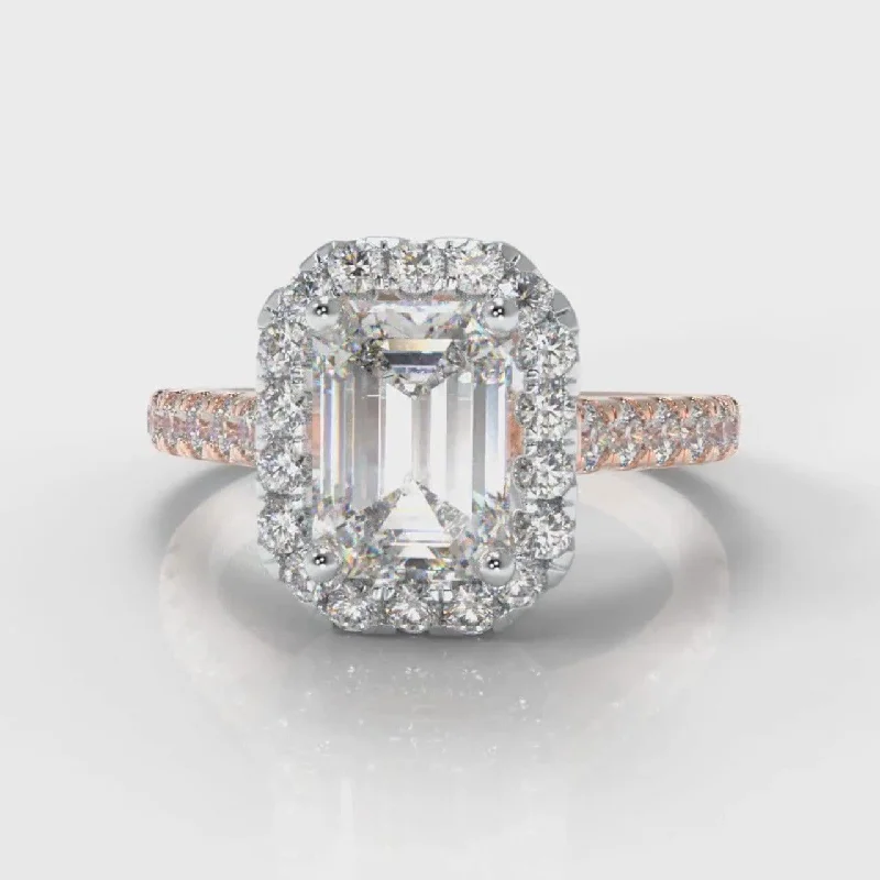 Pear - Shaped Engagement Rings in Yellow Gold with a Diamond - Encrusted BandMicropavé Emerald Cut Diamond Halo Engagement Ring - Two Tone Rose Gold Pear - Shaped Engagement Rings in Yellow Gold with a Diamond - Encrusted BandMicropavé Emerald Cut Diamond Halo Engagement Ring - Two Tone Rose Gold
