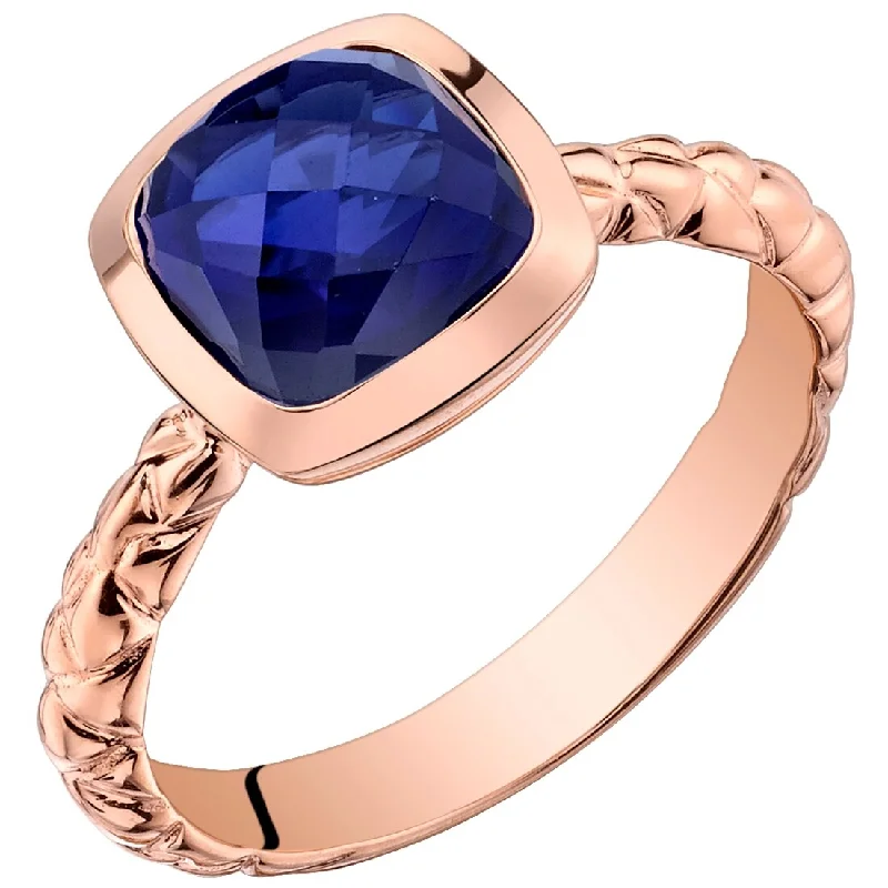 Iolite Gemstone Rings in 10K Gold with a Twisted Band for a Distinctive and Stylish Accessory14k Rose Gold 2.5ct Created Blue Sapphire Ring