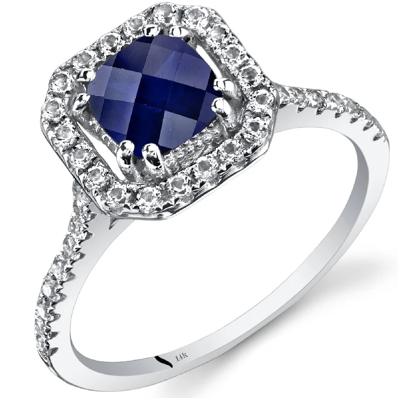 Topaz Gemstone Rings in 10K Gold with a Channel - Set Design for a Contemporary and Durable Option14k White Gold 1.38ct Created Blue Sapphire and White Topaz Ring