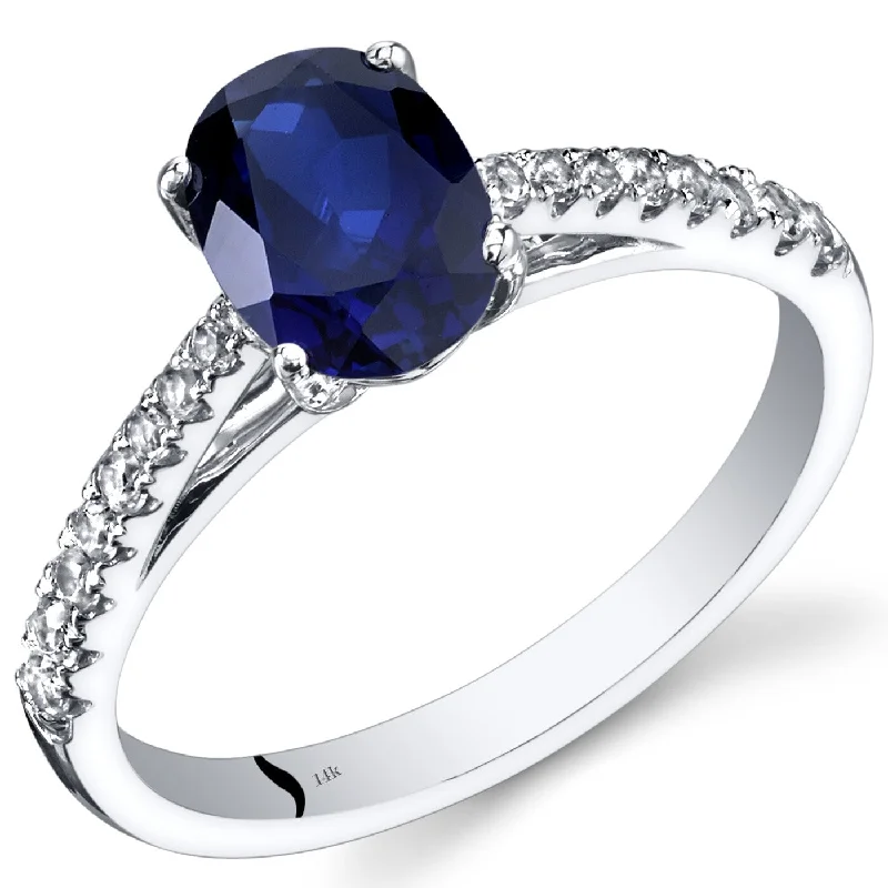 Tanzanite Gemstone Rings in 10K Gold with a Trilogy Design for a Sophisticated Gift14k White Gold 1.66ct Created Blue Sapphire and White Topaz Ring