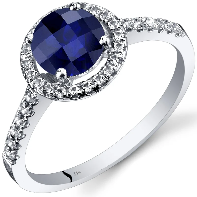 Topaz Gemstone Rings in 10K Gold with a Channel - Set Design for a Contemporary and Durable Option14k White Gold 1.84ct Created Blue Sapphire and White Topaz Ring