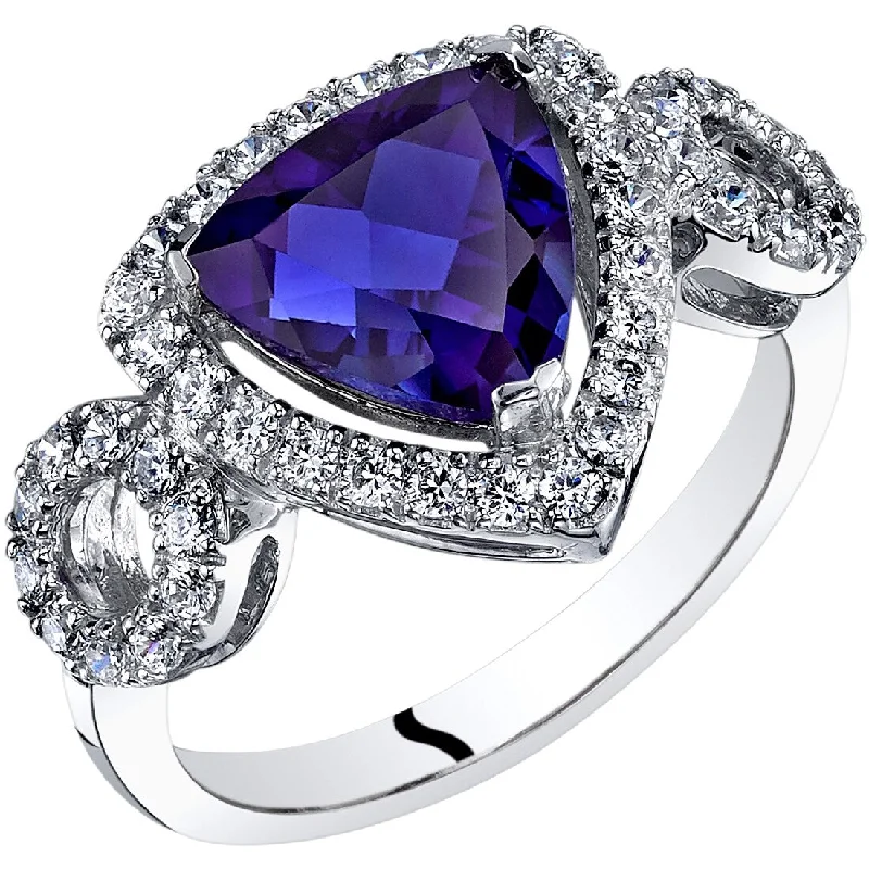 Lapis Lazuli Gemstone Rings in Sterling Silver with a Star - Shaped Setting for a Celestial - Inspired Piece14k White Gold 2.94ct Created Sapphire and Cubic Zirconia Ring