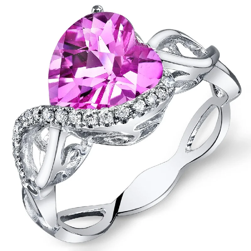 Ruby Gemstone Rings in 14K Yellow Gold with a Solitaire Setting for a Classic and Bold Statement14k White Gold 3.3ct Created Pink Sapphire and Diamond Ring