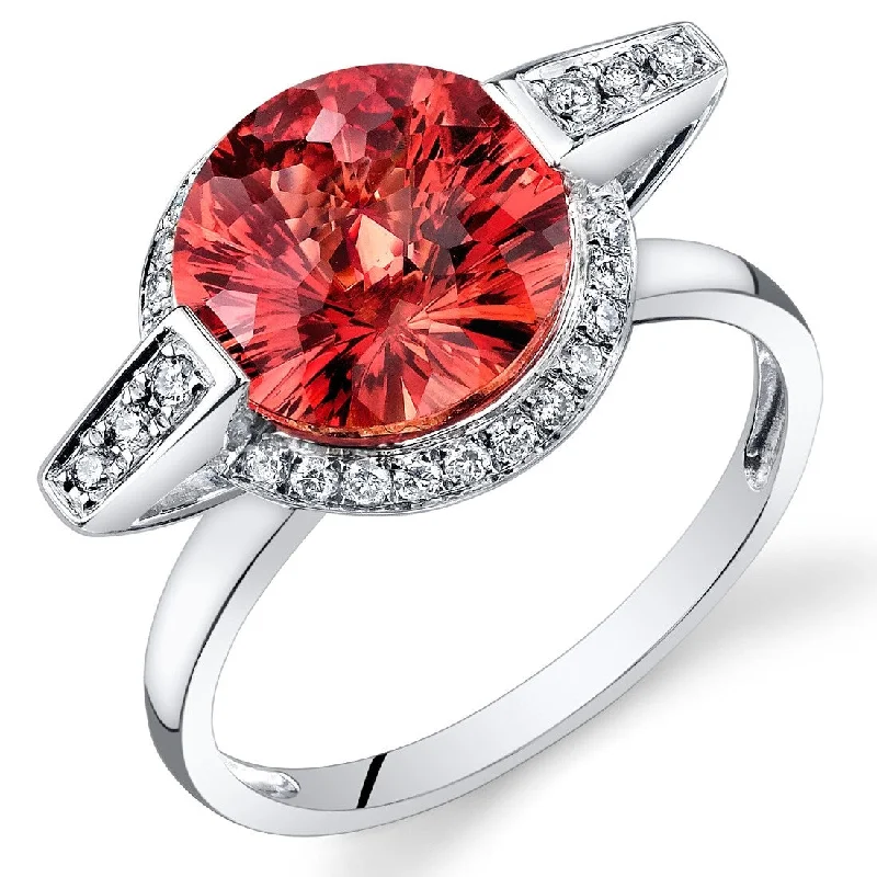 Garnet Gemstone Rings in 18K Gold Vermeil with Intricate Engravings for a Traditional Aesthetic14k White Gold 4.5ct Created Sapphire and Diamond Ring