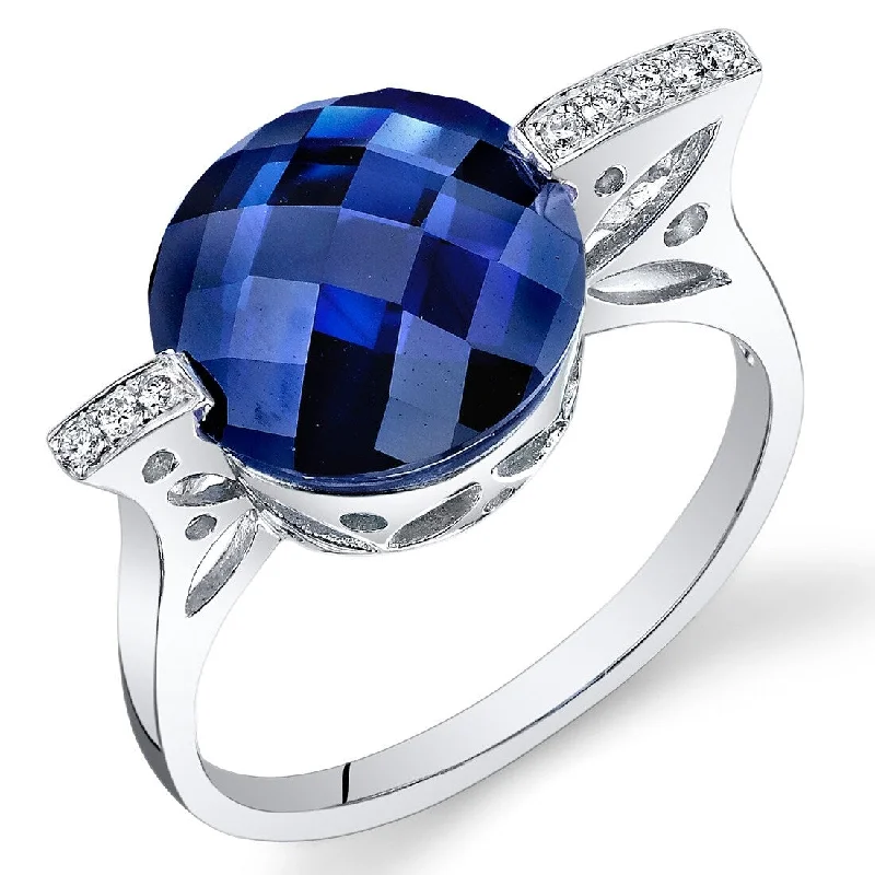 Topaz Gemstone Rings in 10K Gold with a Channel - Set Design for a Contemporary and Durable Option14k White Gold 6.5ct Created Blue Sapphire and Diamond Ring