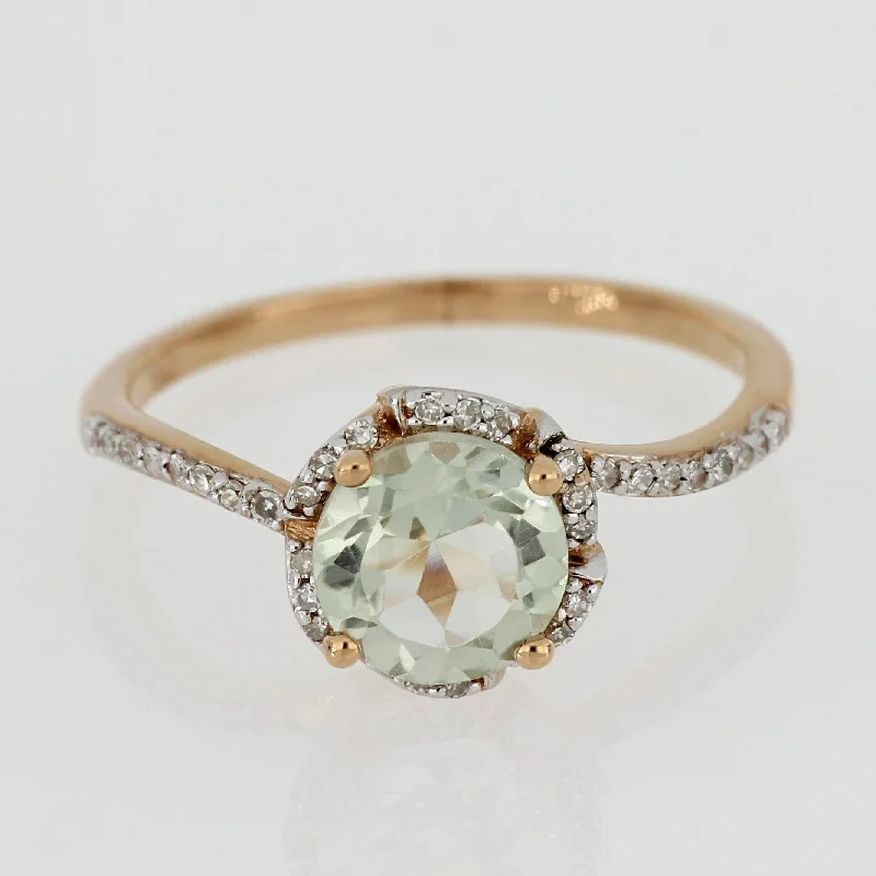 Alexandrite Gemstone Rings in Platinum with a Hidden Halo for a Rare and Luxurious PieceGreen Amethyst and 1/10ct TDW Diamond Floral Halo Ring in 14k Rose Gold by Miadora - Purple