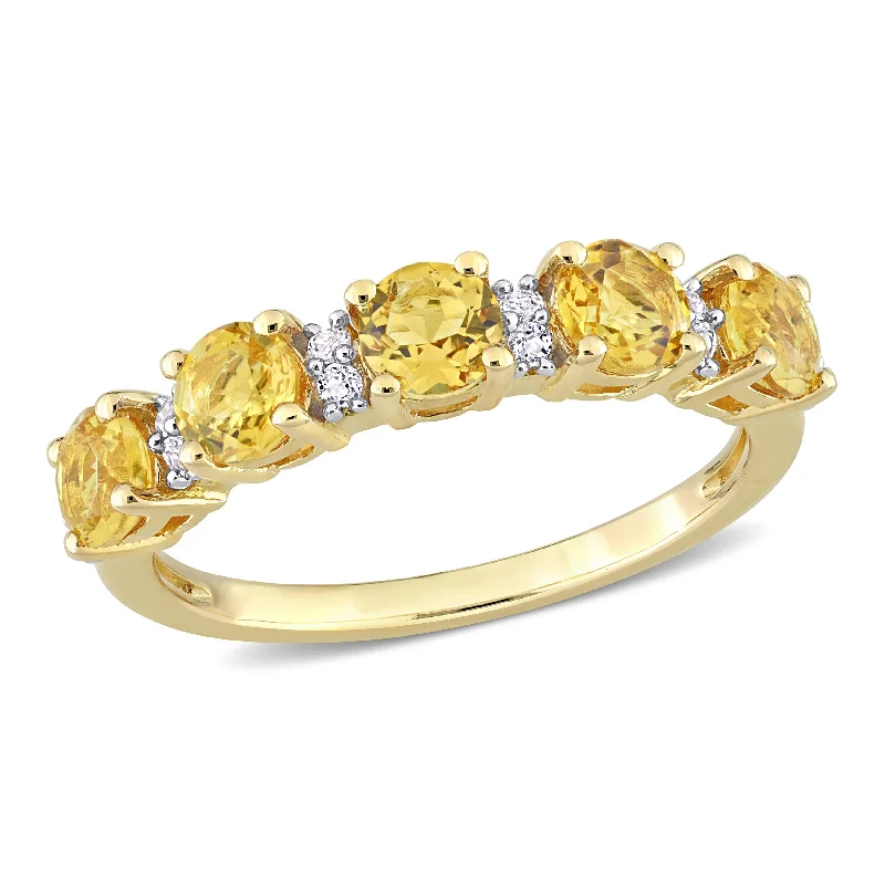 Topaz Gemstone Rings in 10K Gold with a Channel - Set Design for a Contemporary and Durable OptionMiadora 1 3/5ct TGW Citrine and White Topaz Semi Eternity Ring in Yellow Silver