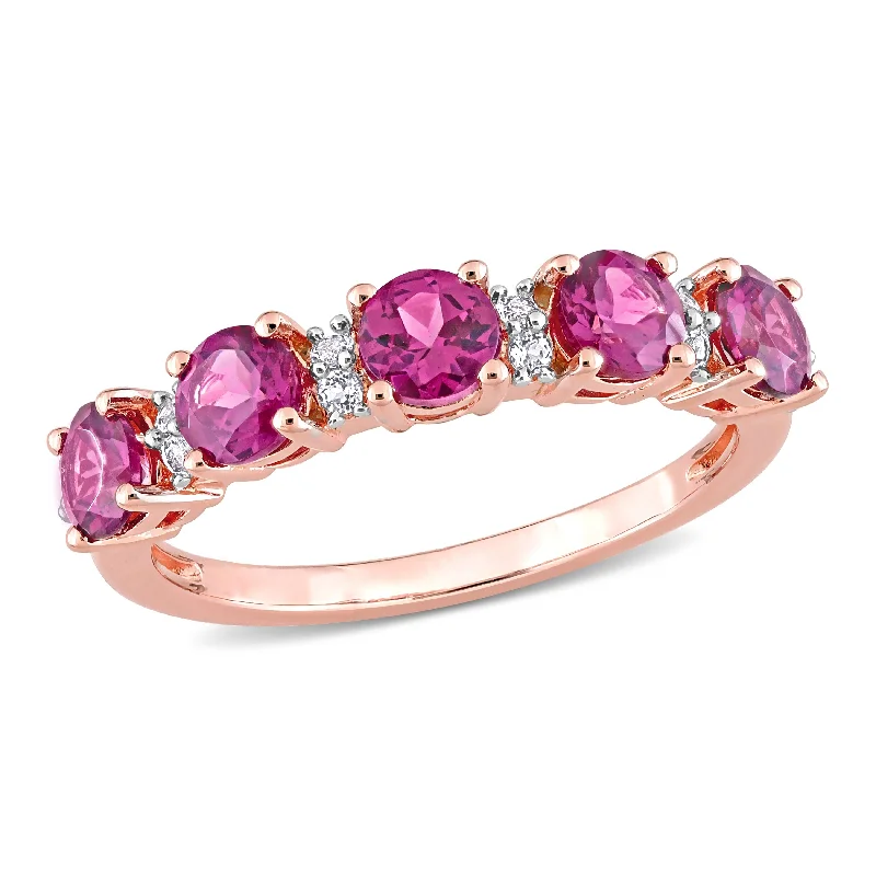 Lapis Lazuli Gemstone Rings in Sterling Silver with a Star - Shaped Setting for a Celestial - Inspired PieceMiadora 1 3/5ct TGW Rhodolite and White Topaz Semi Eternity Ring in Rose Silver