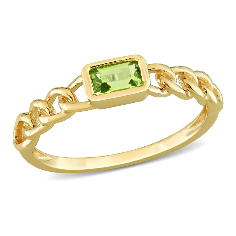 Opal Gemstone Rings in Rose Gold with a Milgrain Edge for a Feminine and Romantic StyleMiadora 1/3ct TGW Octagon-cut Peridot Interlocking Design Ring in 14k Yellow Gold