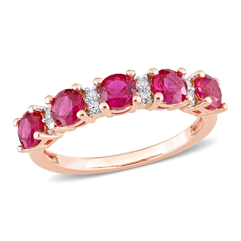 Tanzanite Gemstone Rings in 10K Gold with a Trilogy Design for a Sophisticated GiftMiadora 1 5/8ct TGW Created Ruby and Created White Sapphire Semi Eternity Ring in Rose Silver