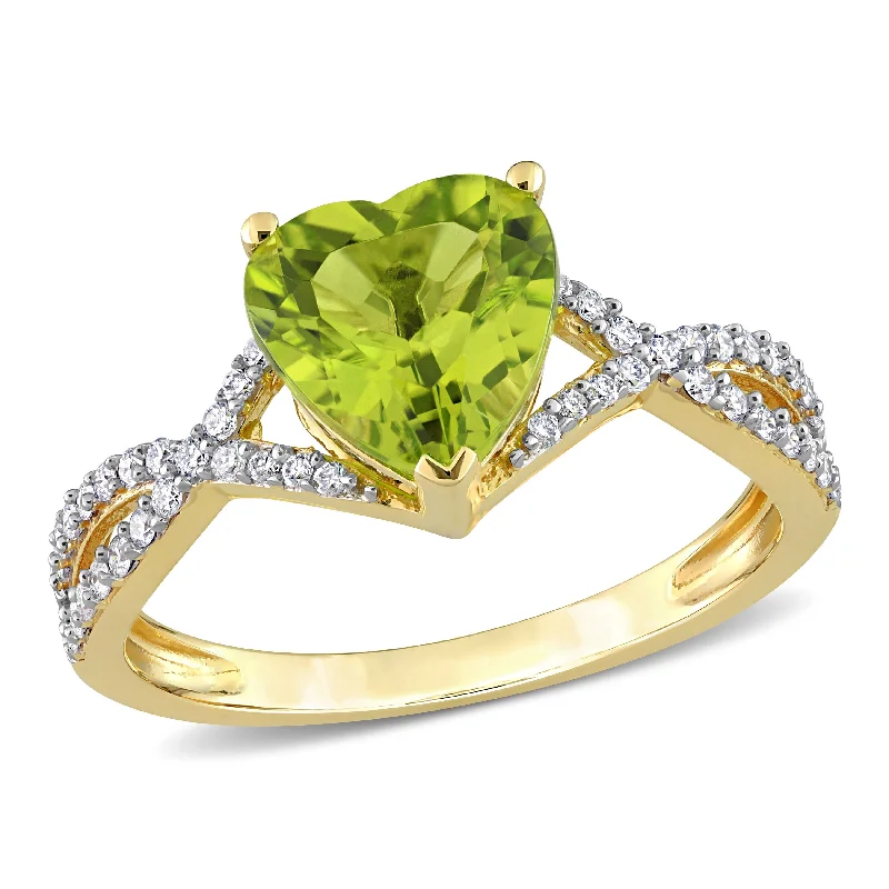 Alexandrite Gemstone Rings in Platinum with a Hidden Halo for a Rare and Luxurious PieceMiadora 1 5/8ct TGW Heart Peridot and 1/5ct TDW Diamond Infinity Ring in 14k Yellow Gold