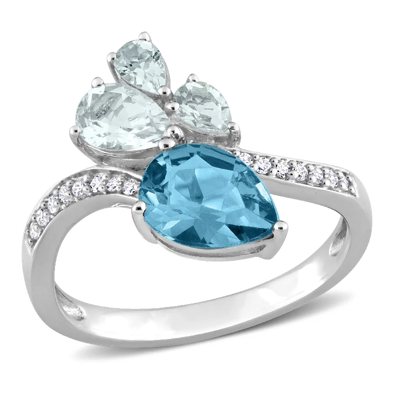 Citrine Gemstone Rings in Stainless Steel with a Stackable Design for a Trendy Everyday WearMiadora 1 7/8ct TGW Pear-Shape London Blue Topaz and Aquamarine and 1/10ct TDW Diamond Toi et Moi Ring in 14k White Gold