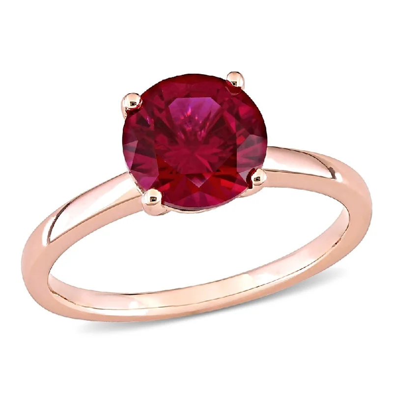 Aquamarine Gemstone Rings in 9K Gold with a Bezel Setting for a Modern and Secure FitMiadora 10k Rose Gold Created Ruby Solitaire Engagement Ring