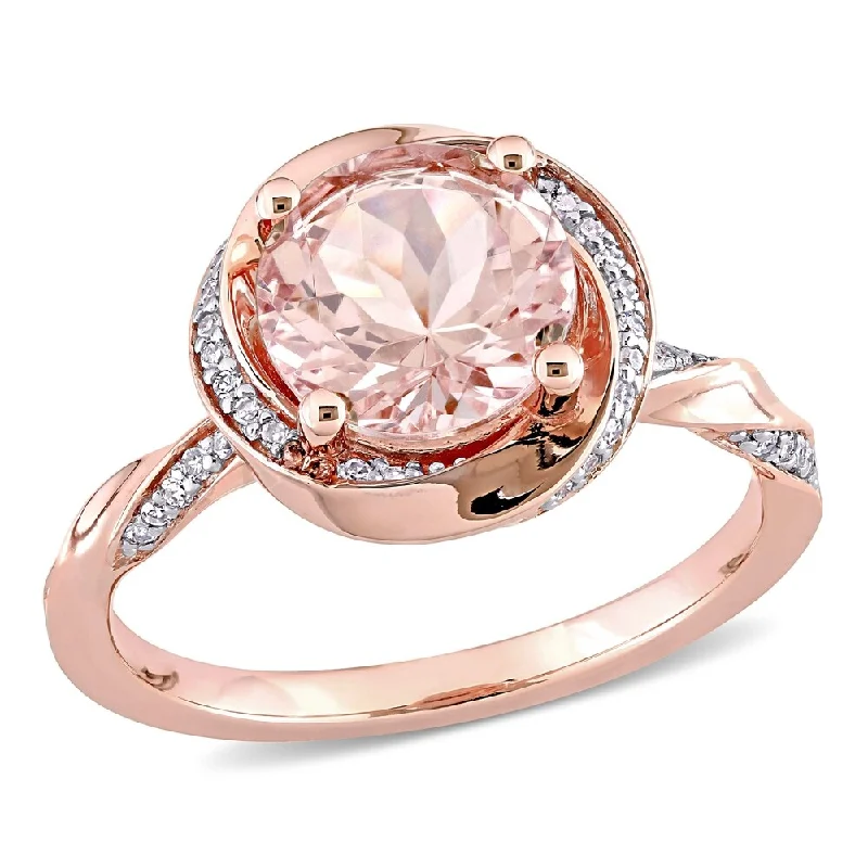 Topaz Gemstone Rings in 10K Gold with a Channel - Set Design for a Contemporary and Durable OptionMiadora 10k Rose Gold Morganite and 1/6ct TDW Diamond Halo Swirl Engagement Ring