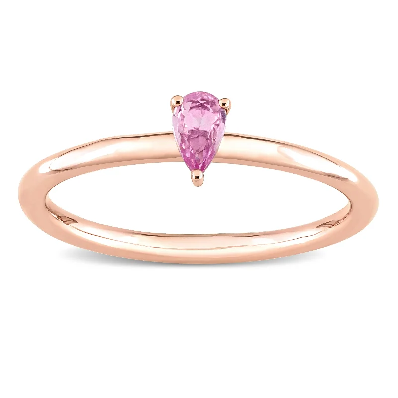 Tourmaline Gemstone Rings in 18K Two - Tone Gold with a Floral - Shaped Setting for a Feminine TouchMiadora 10k Rose Gold Pink Sapphire Solitaire Stackable Teardrop Ring