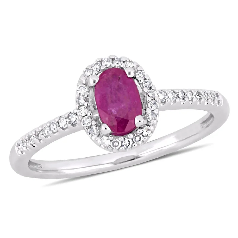 Amethyst Gemstone Rings in Sterling Silver with a Halo of Cubic Zirconia for a Budget - Friendly LuxuryMiadora 10k White Gold Ruby and 1/8ct TDW Diamond Halo Engagement Ring