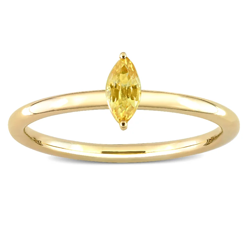 Citrine Gemstone Rings in Stainless Steel with a Stackable Design for a Trendy Everyday WearMiadora 10k Yellow Gold Yellow Sapphire Solitaire Stackable Marquise Ring