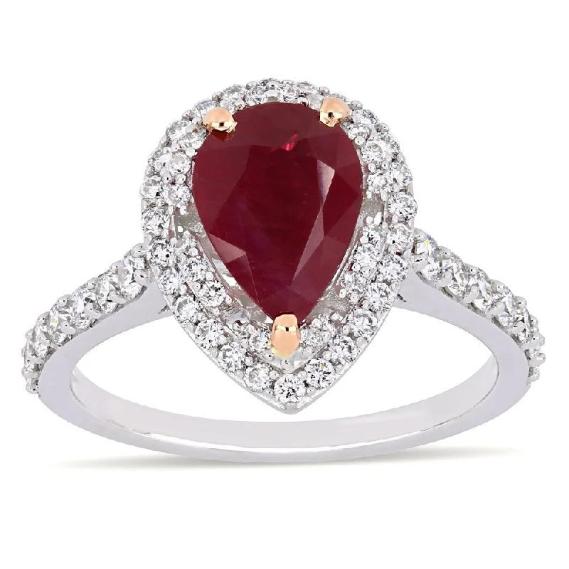 Topaz Gemstone Rings in 10K Gold with a Channel - Set Design for a Contemporary and Durable OptionMiadora 14k 2-Tone White and Rose Gold Pear-cut Ruby & 3/4ct TDW Diamond Double Teardrop Halo Engagement Ring