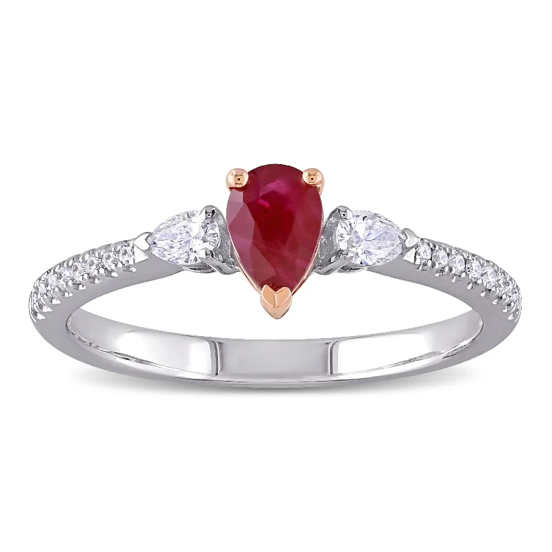 Citrine Gemstone Rings in Stainless Steel with a Stackable Design for a Trendy Everyday WearMiadora 14k 2-tone White and Rose Gold Ruby and 1/4ct TDW Diamond 3-Stone Engagement Ring