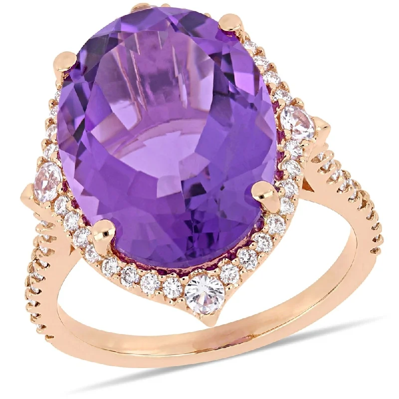 Jasper Gemstone Rings in 18K Gold Vermeil with a Matte Finish for a Subtle and Elegant LookMiadora 14k Rose Gold Amethyst White Sapphire and 3/8ct TDW Diamond Ring