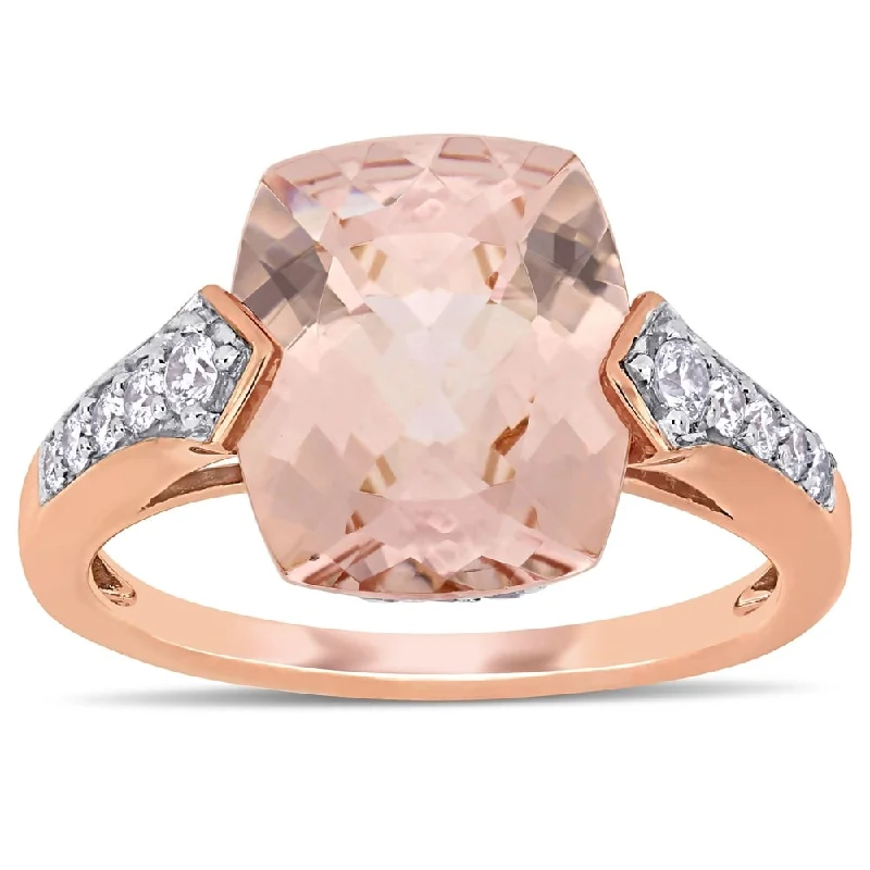 Opal Gemstone Rings in Rose Gold with a Milgrain Edge for a Feminine and Romantic StyleMiadora 14k Rose Gold Morganite White Sapphire and 1/4ct TDW Diamond Engagement Ring