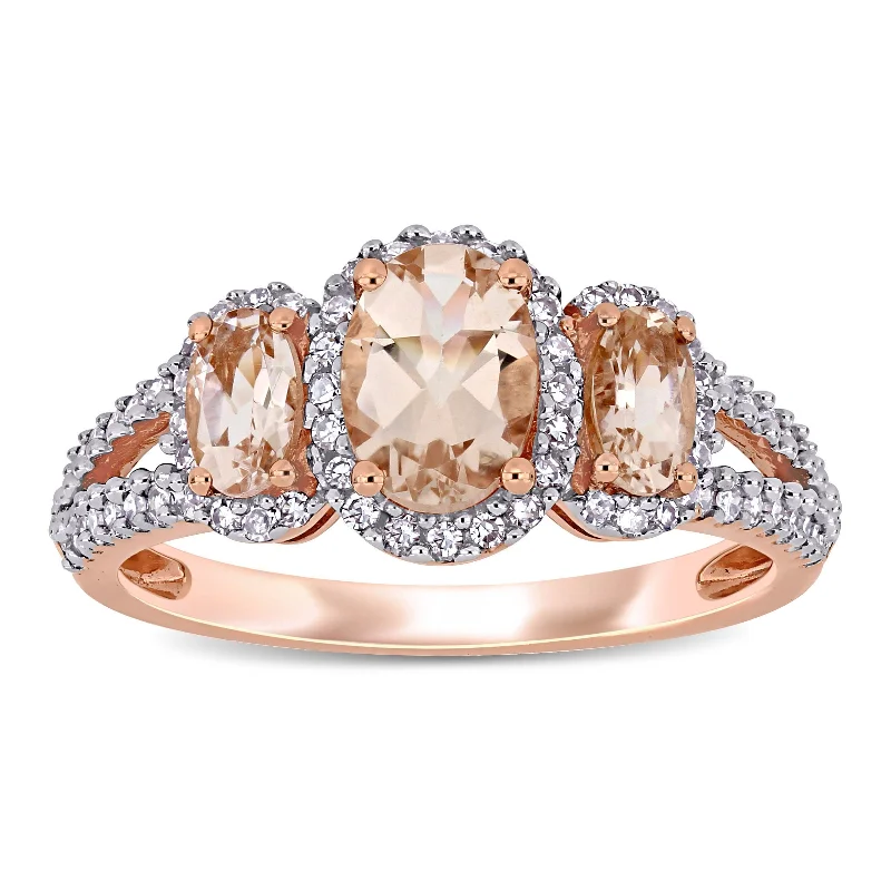 Iolite Gemstone Rings in 10K Gold with a Twisted Band for a Distinctive and Stylish AccessoryMiadora 14k Rose Gold Oval-cut Morganite and 1/3ct TDW Diamond 3-Stone Halo Engagement Ring