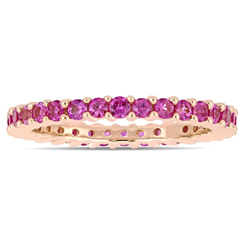 Ruby Gemstone Rings in 14K Yellow Gold with a Solitaire Setting for a Classic and Bold StatementMiadora 14k Rose Gold Pink Sapphire Stackable Full-Eternity Band