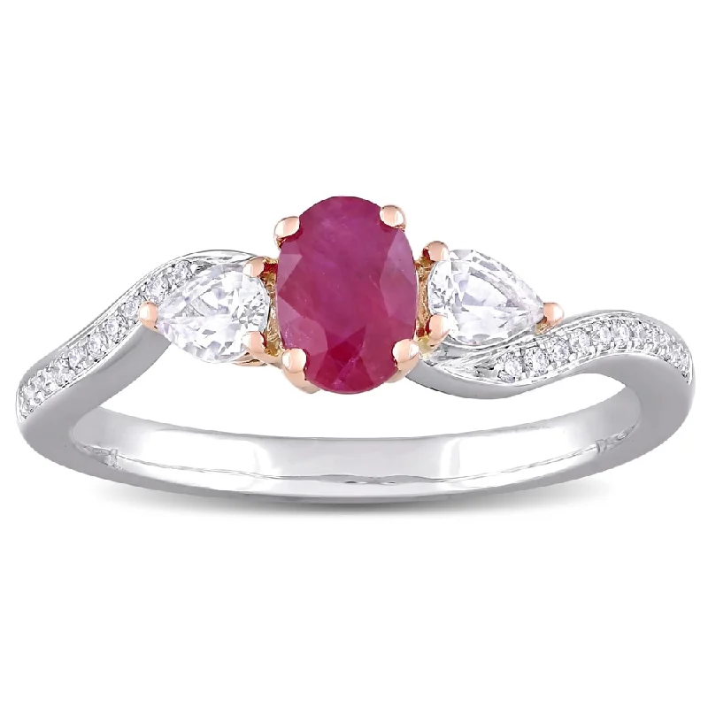 Ruby Gemstone Rings in 14K Yellow Gold with a Solitaire Setting for a Classic and Bold StatementMiadora 14k White and Rose Gold Ruby White Sapphire and Diamond 3-Stone Engagement Ring