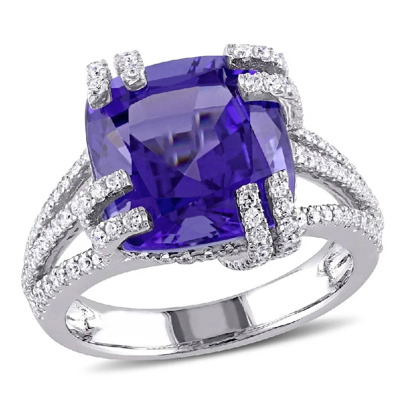 Turquoise Gemstone Rings in 925 Silver with a Southwestern - Inspired Design for a Rustic CharmMiadora 14k White Gold Cushion-Cut Tanzanite and 3/4ct TDW Diamond Crossover Ring - Blue