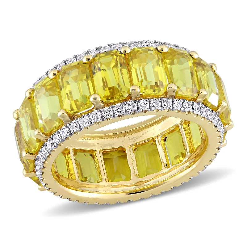 Tourmaline Gemstone Rings in 18K Two - Tone Gold with a Floral - Shaped Setting for a Feminine TouchMiadora 14k Yellow Gold 9 3/8ct TGW Yellow Sapphire and 3/5ct TDW Diamond Eternity Wedding Band Ring