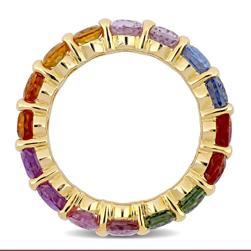 Sapphire Gemstone Rings in 18K White Gold with Diamond Accents for an Elegant EngagementMiadora 14k Yellow Gold Oval-cut Multi-Color Sapphire Full-Eternity Band Ring