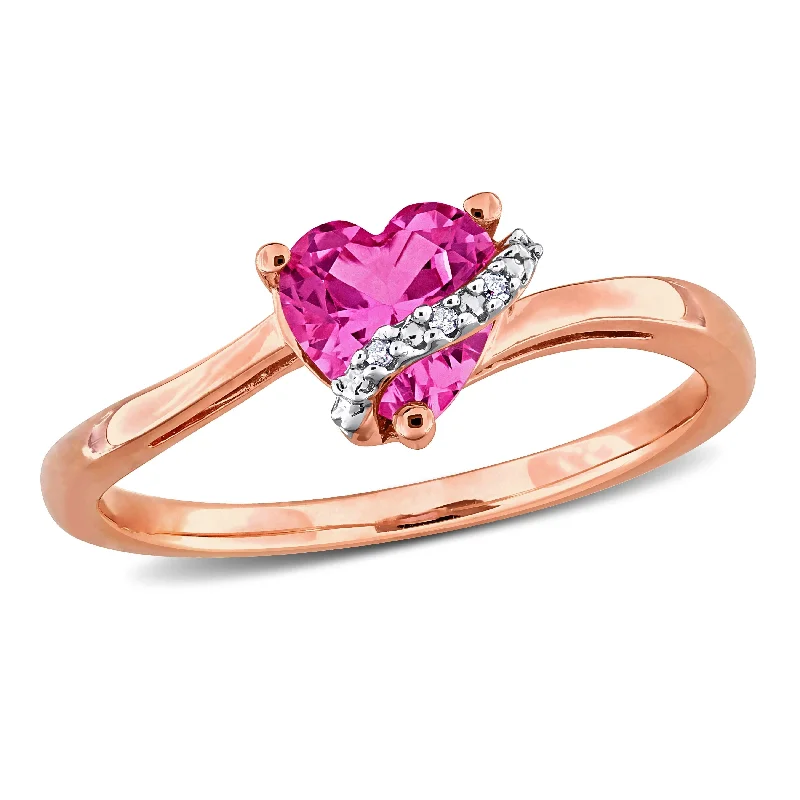 Iolite Gemstone Rings in 10K Gold with a Twisted Band for a Distinctive and Stylish AccessoryMiadora 1ct TGW Created Pink Sapphire and Diamond Accent Heart Ring in Rose Silver