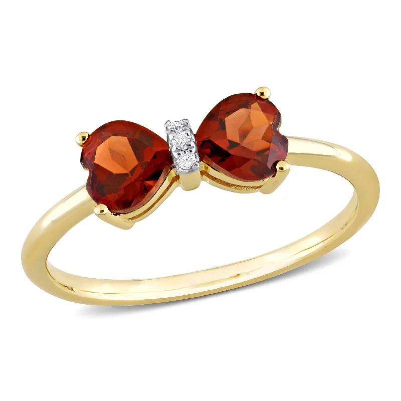 Citrine Gemstone Rings in Stainless Steel with a Stackable Design for a Trendy Everyday WearMiadora 1ct TGW Garnet and Diamond Accent Bow Ring in 10k Yellow Gold