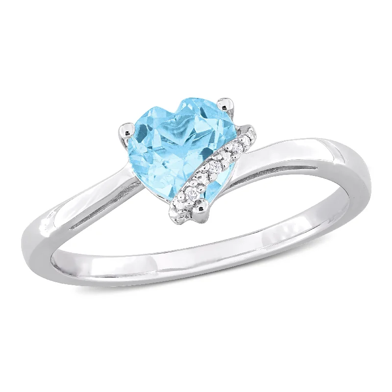 Turquoise Gemstone Rings in 925 Silver with a Southwestern - Inspired Design for a Rustic CharmMiadora 1ct TGW Heart Shape Sky Blue Topaz and Diamond Accent Wrap Ring in Sterling Silver