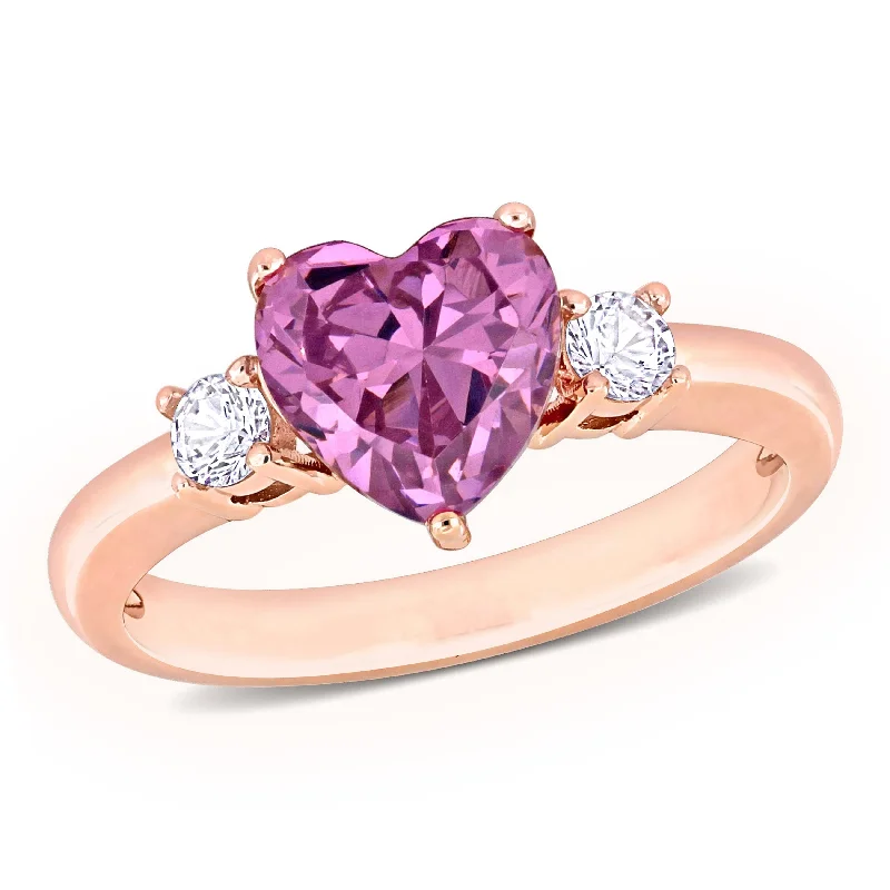 Citrine Gemstone Rings in Stainless Steel with a Stackable Design for a Trendy Everyday WearMiadora 2 1/3ct TGW Created White and Pink Sapphire Heart 3-Stone Ring in Rose Plated Sterling Silver