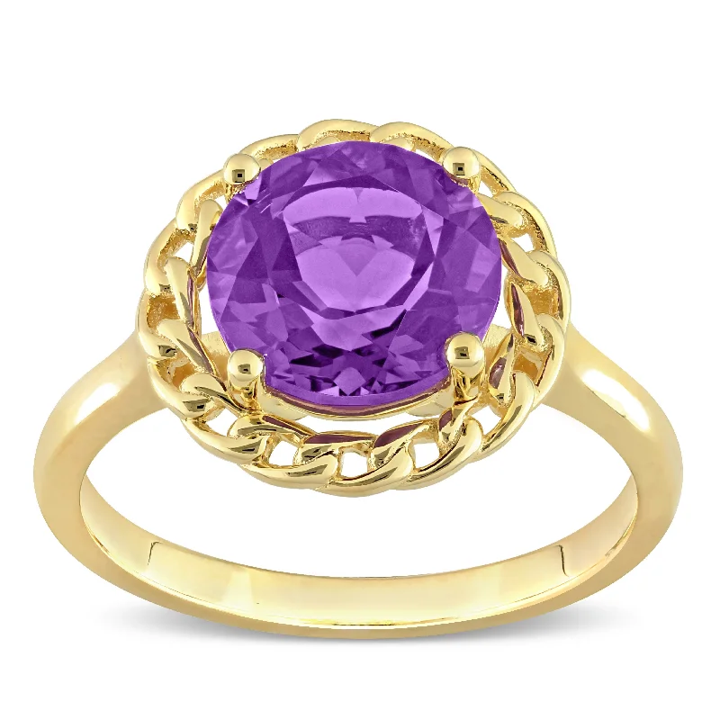 Jasper Gemstone Rings in 18K Gold Vermeil with a Matte Finish for a Subtle and Elegant LookMiadora 2 1/4 CT TGW Amethyst-Africa Fashion Ring Yellow Silver