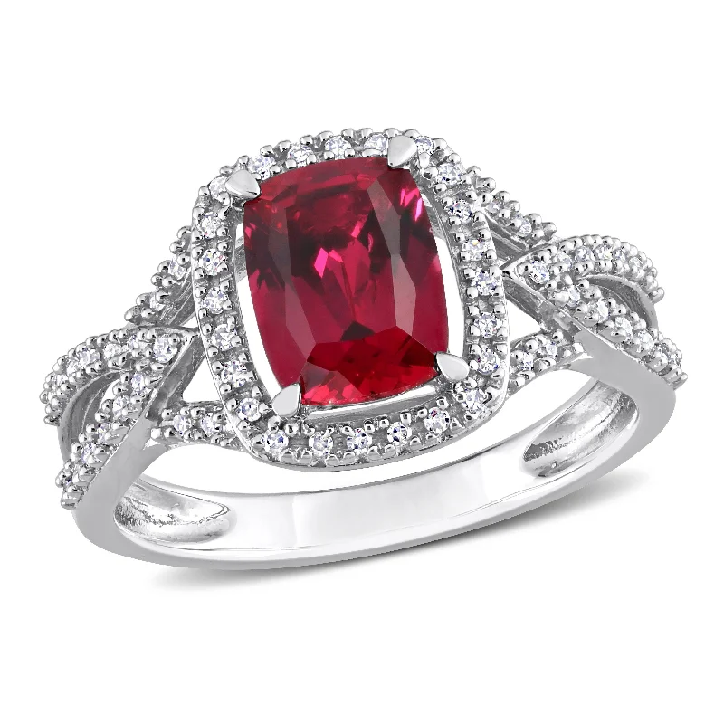 Tanzanite Gemstone Rings in 10K Gold with a Trilogy Design for a Sophisticated GiftMiadora 2 1/5ct TGW Created Ruby and 1/10ct TDW Diamond Split-Shank Ring in 10k White Gold