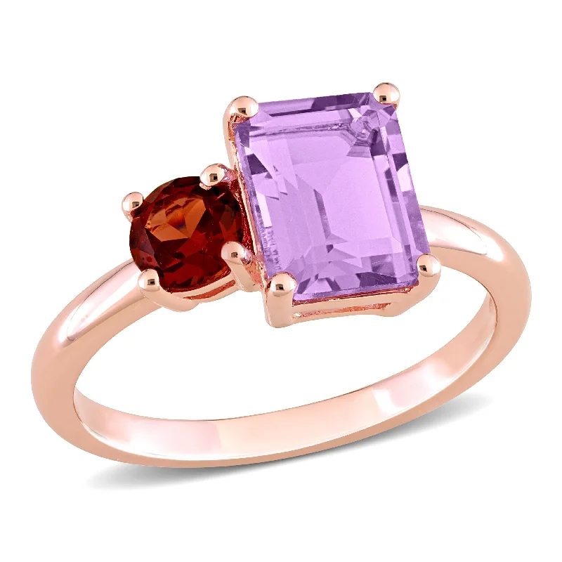 Ruby Gemstone Rings in 14K Yellow Gold with a Solitaire Setting for a Classic and Bold StatementMiadora 2 4/5ct TGW Octagon Amethyst and Garnet Ring in Rose Silver