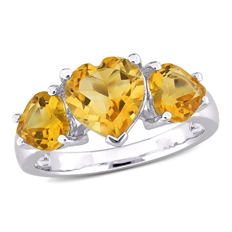 Tourmaline Gemstone Rings in 18K Two - Tone Gold with a Floral - Shaped Setting for a Feminine TouchMiadora 3 1/10ct TGW Citrine 3-Stone Heart Ring in Sterling Silver