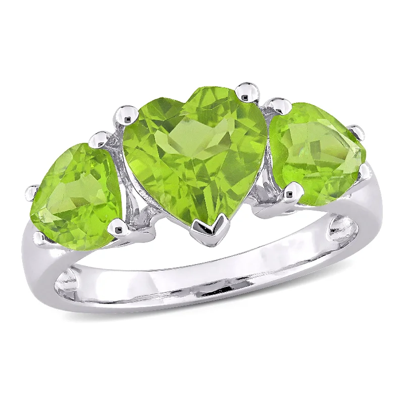 Tanzanite Gemstone Rings in 10K Gold with a Trilogy Design for a Sophisticated GiftMiadora 3 1/3ct TGW Peridot 3-Stone Heart Ring in Sterling Silver