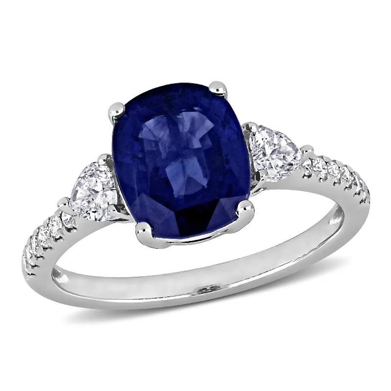 Alexandrite Gemstone Rings in Platinum with a Hidden Halo for a Rare and Luxurious PieceMiadora 3 1/5ct TGW Sapphire and 3/5ct TW Diamond 3-Stone Engagement Ring in 14K White Gold